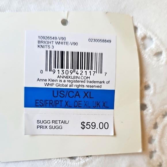 NEW Anne Klein White Eyelet/Crochet Sleeveless Pull on Blouse  Keyhole Back XL - Picture 12 of 16